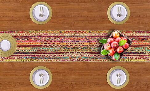COTTON CRAFT Jute Braided Table Runner - Rustic Farmhouse Table Runner - Jute Kitchen Table Runner - Harvest Fall Thanksgiving Holiday Christmas Party Dining Tabletop Runner - 13x36 inches - Natural in Saudi Arabia