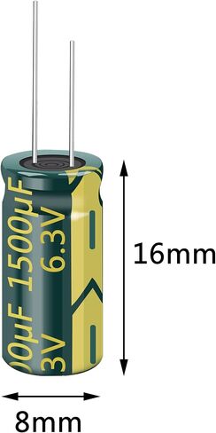 20pcs 16V 1500UF Capacitor 10x20mm（0.39x0.79in） High Frequency Aluminum Electrolytic Capacitors for TV, LCD Monitor, Game in Kuwait