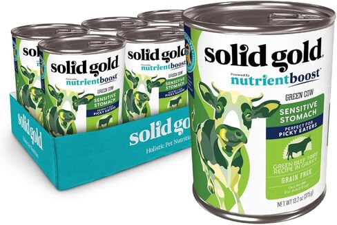 مزيج طعام الكلاب الرطب من البقرة الخضراء الذهبية الصلبة للكلاب البالغة والكبار من أجل أكلة صعب الإرضاء - إضافات طعام الكلاب المعلبة للخلط مع الطعام - أمعاء لحم البقر للمعدة الحساسة - علبة مفردة سعة 13.2 أونصة in Kuwait