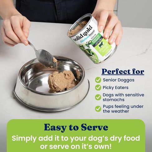 مزيج طعام الكلاب الرطب من البقرة الخضراء الذهبية الصلبة للكلاب البالغة والكبار من أجل أكلة صعب الإرضاء - إضافات طعام الكلاب المعلبة للخلط مع الطعام - أمعاء لحم البقر للمعدة الحساسة - علبة مفردة سعة 13.2 أونصة in Kuwait