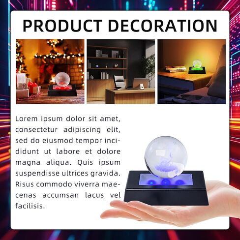 LED Light Base Rectangle Display Stand, 3D Crystal Light Base with 7 Color and USB Cable, Multicolor Lighted Rectangle Stand for Crystal Glass Ball/Art Display/Holiday Party Decoration(Black) (Sliver) in Kuwait