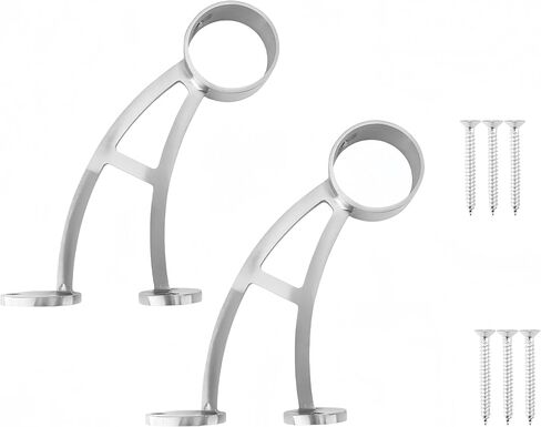 Stainless Steel 304 Bar & Floor Mount Combination Foot Rail Bracket ,Fits 50.8mm/2inch OD Bar Foot Rail Tubing Furniture Hardware with Screws (Matte Black, 2Pack) in Kuwait