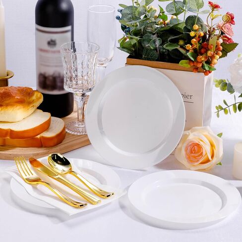 100PCS Black Plastic Dinner Plates 10inch, Premium Hard Disposable Plates for Party, Wedding in Kuwait