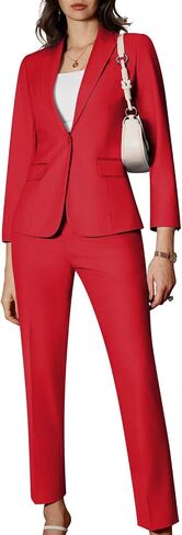 Kelyaa Women's 2 Piece Business Office Suit Lady Peaked Lapel Slim Fit One Button Blazer Jacket and Pants Set Khaki in Saudi Arabia