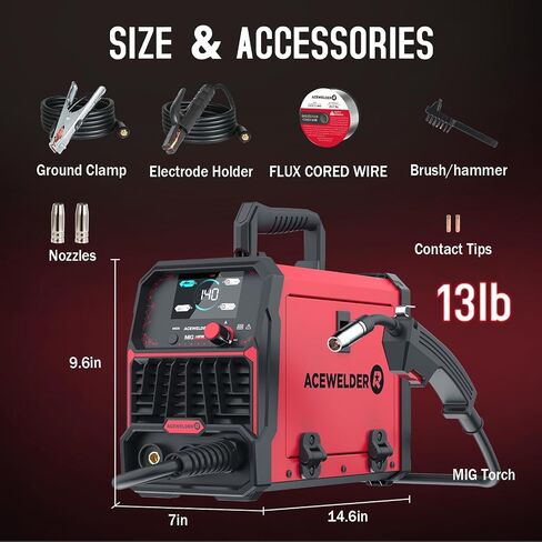 140A Gasless الجريان الأساسية MIG لحام/رفع TIG/عصا 3 في 1 آلة لحام 110 فولت المحمولة IGBT العاكس آلة لحام التآزر in Kuwait