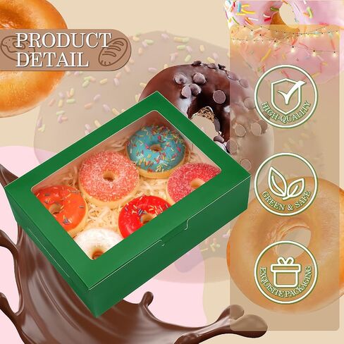 KPOSIYA 65 PCS 8x6x2.5 Inch Cookie Boxes with Window Pink Bakery Boxes Pastry Boxes for Gift Giving, Treat, Dessert, Cupcakes, Chocolate, Strawberries, Donuts, Muffins (5 Style Windows) in Kuwait