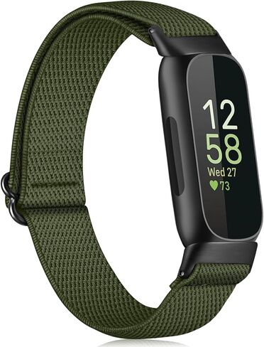 أربطة مرنة ناعمة من FINTIE متوافقة مع Fitbit Inspire 3 | حزام حلقة من النايلون قابل للتعديل وقابل للتمدد، حزام بديل مسامي، سوار معصم ملحق، رفيع للغاية وخفيف الوزن in Kuwait
