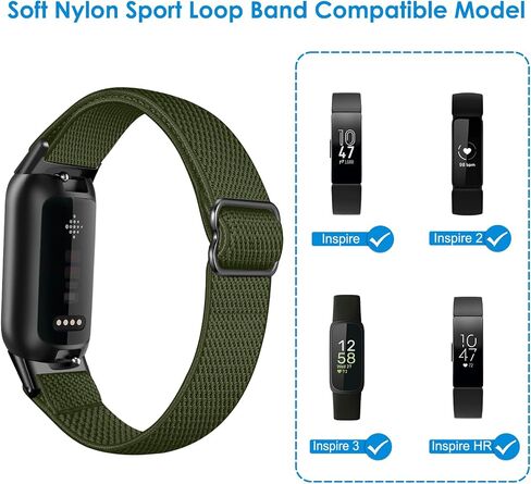 أربطة مرنة ناعمة من FINTIE متوافقة مع Fitbit Inspire 3 | حزام حلقة من النايلون قابل للتعديل وقابل للتمدد، حزام بديل مسامي، سوار معصم ملحق، رفيع للغاية وخفيف الوزن in Kuwait