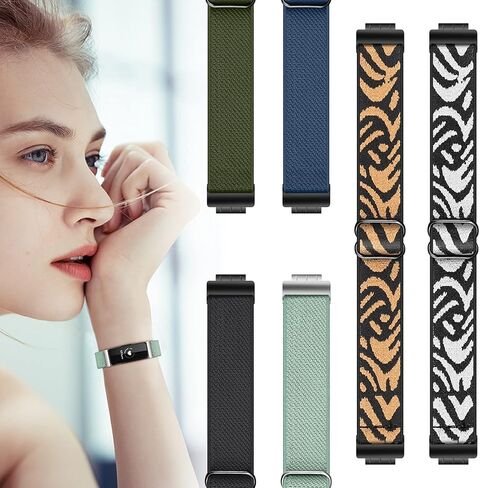 أربطة مرنة ناعمة من FINTIE متوافقة مع Fitbit Inspire 3 | حزام حلقة من النايلون قابل للتعديل وقابل للتمدد، حزام بديل مسامي، سوار معصم ملحق، رفيع للغاية وخفيف الوزن in Kuwait