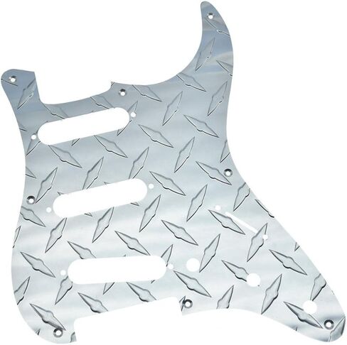 Dopro Vintage 8 Hole Metal Diamond Plate Strat SSS Pickguard Aluminum ST Scratch Plate for American FD Strat Black in Kuwait