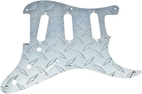 Dopro Vintage 8 Hole Metal Diamond Plate Strat SSS Pickguard Aluminum ST Scratch Plate for American FD Strat Black in Kuwait