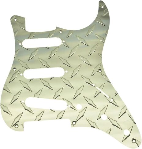Dopro Vintage 8 Hole Metal Diamond Plate Strat SSS Pickguard Aluminum ST Scratch Plate for American FD Strat Black in Kuwait