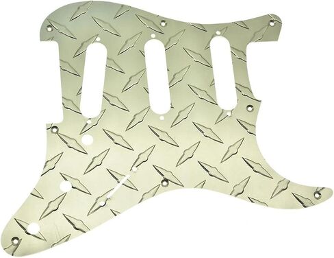 Dopro Vintage 8 Hole Metal Diamond Plate Strat SSS Pickguard Aluminum ST Scratch Plate for American FD Strat Black in Kuwait