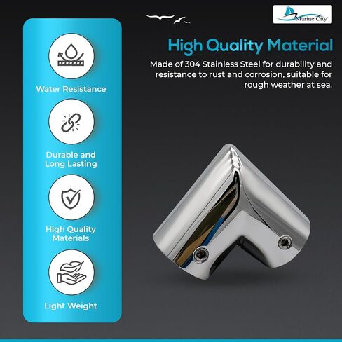 MARINE CITY 304 Grade Stainless Steel Two Way Circular 90 Degree Elbow Connector 7/8 Inches Welded Pipe Joints for Boats – Marines – Yachts – Ships (Pack of 2) in Kuwait