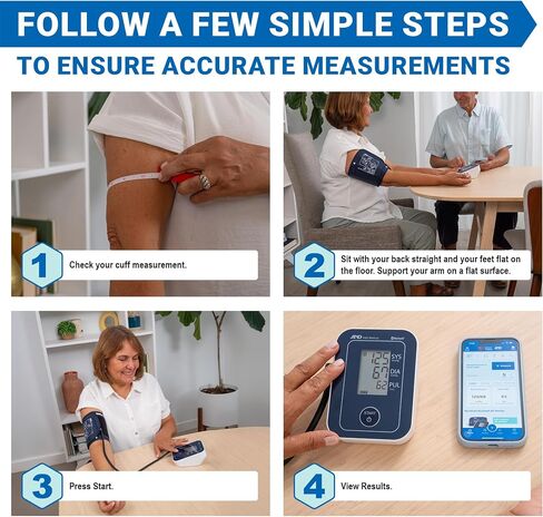 A&D Medical UltraConnect Upper Arm All-in-One Blood Pressure Monitor with Bluetooth, Blood Pressure Cuff (22 - 42 cm Range), One Click Operation in Kuwait