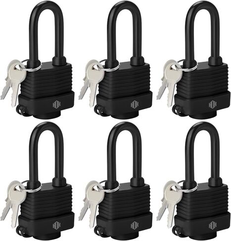 HOX 4-Pack Weather Resistant Padlocks – 40mm Laminated Steel, Chrome Plated with 2-inch Shackle, Vinyl Wrapped, Hardened Steel for Extra Security in Kuwait