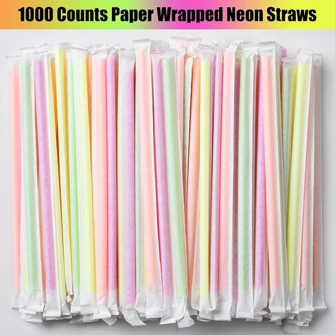 alink 500 -PCS قش شرب مرن الملون الملون ، قش بنيت من البلاستيك - 7.75 "× 0.23" in Kuwait