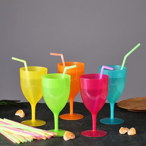 alink 500 -PCS قش شرب مرن الملون الملون ، قش بنيت من البلاستيك - 7.75 "× 0.23" in Kuwait