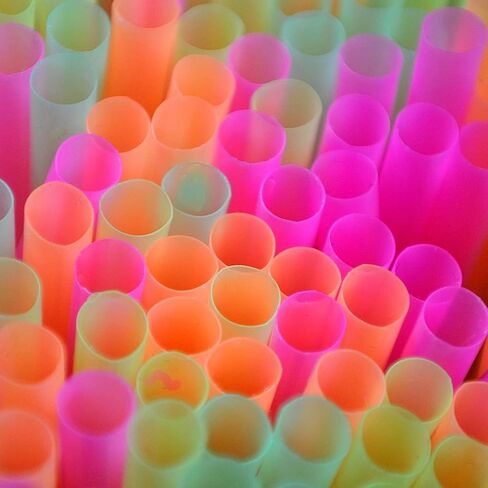 alink 500 -PCS قش شرب مرن الملون الملون ، قش بنيت من البلاستيك - 7.75 "× 0.23" in Kuwait