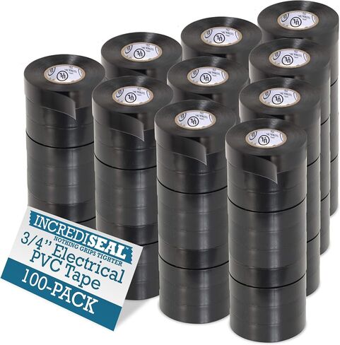 IncrediSeal Black 3/4“ PVC Electrical Tape, 20 Yds, 7.0 Mil, Commercial, Water Resistant, Flame Retardant, Plastic, Vinyl, UL Approved, 600V (10 Rolls) in Kuwait