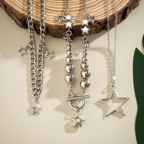 2-3 Pcs Y2k Necklace Layered Star Pendant Necklace Set Fashion Hollow Five-Pointed Star Choker Necklace Simple For Women Girls Jewelry Gift in Saudi Arabia