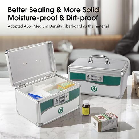 Med Box, Medicine Lock Box,Locking Medicine Box, Security Lock Boxes【Extra-Large16 x 9.25 x 7.5 Inch】,Lock Box, First Aid Key Safe Box,Lock Box for Medication in Saudi Arabia