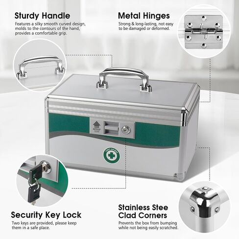 Med Box, Medicine Lock Box,Locking Medicine Box, Security Lock Boxes【Extra-Large16 x 9.25 x 7.5 Inch】,Lock Box, First Aid Key Safe Box,Lock Box for Medication in Saudi Arabia
