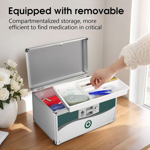 Med Box, Medicine Lock Box,Locking Medicine Box, Security Lock Boxes【Extra-Large16 x 9.25 x 7.5 Inch】,Lock Box, First Aid Key Safe Box,Lock Box for Medication in Saudi Arabia