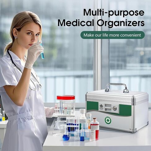 Med Box, Medicine Lock Box,Locking Medicine Box, Security Lock Boxes【Extra-Large16 x 9.25 x 7.5 Inch】,Lock Box, First Aid Key Safe Box,Lock Box for Medication in Saudi Arabia