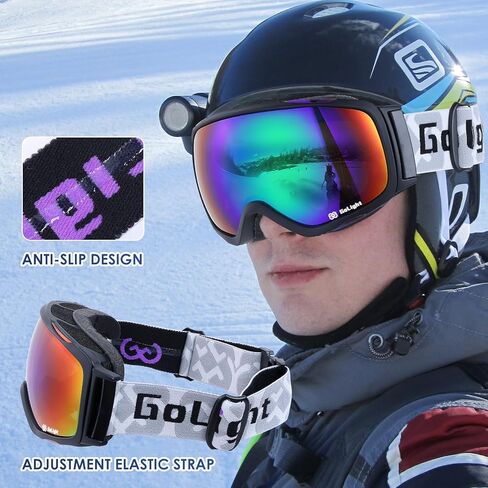 OTG Ski Goggles, Over Glasses Ski Goggles for Men Women, Spherical Lens 100% UV Protection Anti Fog OTG Winter Snow Goggles,for Snowmobile Skiing Skating, Grey Lens + Gold Revo, YG-48 in Kuwait