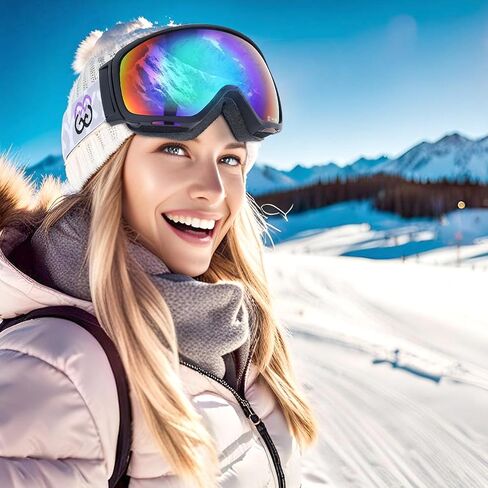 OTG Ski Goggles, Over Glasses Ski Goggles for Men Women, Spherical Lens 100% UV Protection Anti Fog OTG Winter Snow Goggles,for Snowmobile Skiing Skating, Grey Lens + Gold Revo, YG-48 in Kuwait