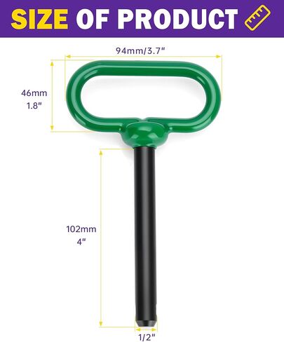 دبوس ومشبك وصلة مقطورة 1/2 بوصة، دبوس وصلة سحب 1/2 بوصة × 4 بوصة دبوس مقبض أحمر مطلي بالمطاط للجرارات والسحب وجزازة العشب وعربة الجولف والمركبة، ملحقات مقطورة دبوس البوابة شديدة التحمل بيد واحدة in Kuwait