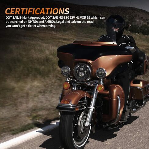 XPCTD 7 بوصة LED المصباح DOT DRL مجموعة مصابيح الهالة الخفيفة للتجول في شارع Glide Road King Ultra Classic Electra Glide FatBoy Tri Cvo Heritage Softail Slim Deluxe Switchback أسود in Kuwait