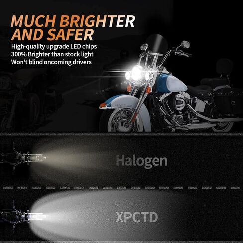 XPCTD 7 بوصة LED المصباح DOT DRL مجموعة مصابيح الهالة الخفيفة للتجول في شارع Glide Road King Ultra Classic Electra Glide FatBoy Tri Cvo Heritage Softail Slim Deluxe Switchback أسود in Kuwait