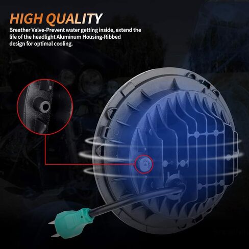 XPCTD 7 بوصة LED المصباح DOT DRL مجموعة مصابيح الهالة الخفيفة للتجول في شارع Glide Road King Ultra Classic Electra Glide FatBoy Tri Cvo Heritage Softail Slim Deluxe Switchback أسود in Kuwait