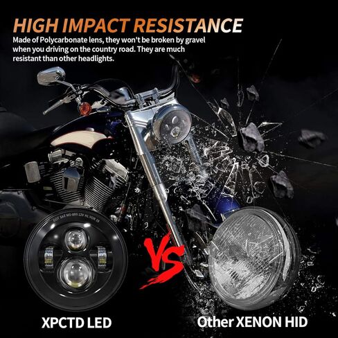 XPCTD 7 بوصة LED المصباح DOT DRL مجموعة مصابيح الهالة الخفيفة للتجول في شارع Glide Road King Ultra Classic Electra Glide FatBoy Tri Cvo Heritage Softail Slim Deluxe Switchback أسود in Kuwait