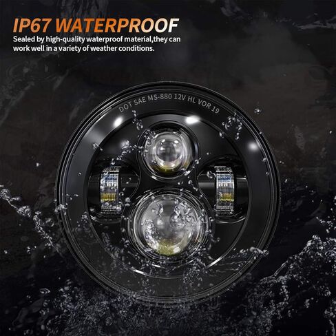 XPCTD 7 بوصة LED المصباح DOT DRL مجموعة مصابيح الهالة الخفيفة للتجول في شارع Glide Road King Ultra Classic Electra Glide FatBoy Tri Cvo Heritage Softail Slim Deluxe Switchback أسود in Kuwait