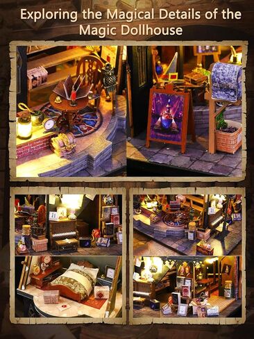 مجموعة زوايا الكتب DIY، إدراج رف الكتب DIY Mira Magie House Booknook Stand خزانة الكتب نموذج بناء مجموعة الإبداع ديكور الزقاق مع ضوء LED in Kuwait