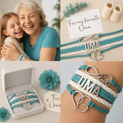 Oma Gift, Oma Infinity Charm Bracelet for Women, Oma Jewelry, Gift for Grandma, Grandma Jewelry, Gender Reveal in Kuwait