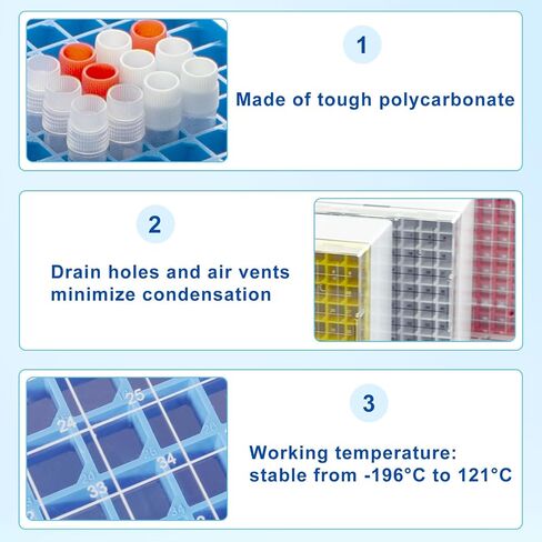 2in 81-Well PC Lab Freezer Box Cryo Boxes Cryogenic Storage Box, Assorted Colors Microtube Storage Box, 5 Pcs/Pack in Kuwait