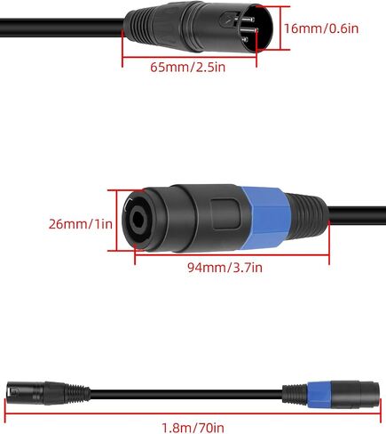 Gelrhonr Speakon Female إلى XLR الذكور كابل التمديد الصوتية مع قفل تويست لألواح الخلاط ، الوصلات ، preamps ، مكبرات الصوت ، إلخ (0.5m) in Kuwait