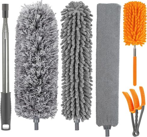 Dusters for Cleaning High Ceiling Fan, Newliton Microfiber Duster with Extension Pole 30-100" Long Handle for Ceiling Fans, Blinds, Cobweb, Home, Blue in Kuwait