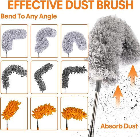 Dusters for Cleaning High Ceiling Fan, Newliton Microfiber Duster with Extension Pole 30-100" Long Handle for Ceiling Fans, Blinds, Cobweb, Home, Blue in Kuwait