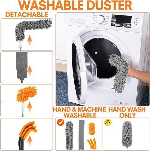 Dusters for Cleaning High Ceiling Fan, Newliton Microfiber Duster with Extension Pole 30-100" Long Handle for Ceiling Fans, Blinds, Cobweb, Home, Blue in Kuwait