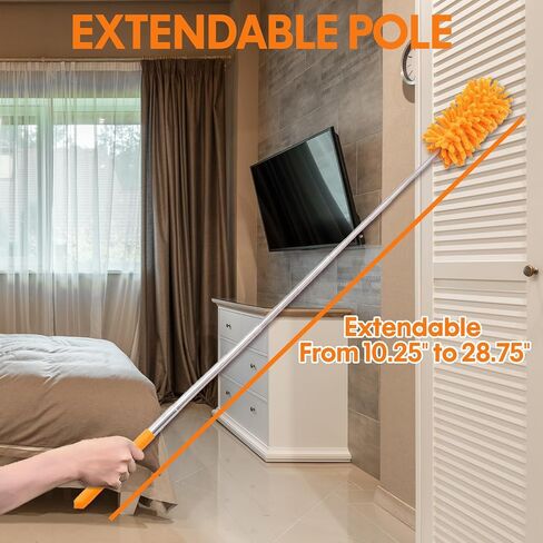 Dusters for Cleaning High Ceiling Fan, Newliton Microfiber Duster with Extension Pole 30-100" Long Handle for Ceiling Fans, Blinds, Cobweb, Home, Blue in Kuwait