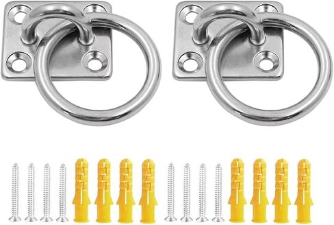 304 Stainless Steel M8 Rhomboid Hook Cushion Eye Plate, 8mm Heavy Duty Anchor with Loop, Ideal for Yoga Swing Hammocks/Boat Rigging/Ocean Deck Hardware-(2 Pcs) in Kuwait