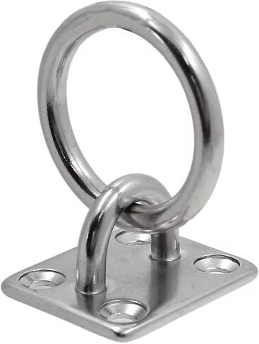 304 Stainless Steel M8 Rhomboid Hook Cushion Eye Plate, 8mm Heavy Duty Anchor with Loop, Ideal for Yoga Swing Hammocks/Boat Rigging/Ocean Deck Hardware-(2 Pcs) in Kuwait