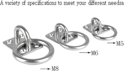 304 Stainless Steel M8 Rhomboid Hook Cushion Eye Plate, 8mm Heavy Duty Anchor with Loop, Ideal for Yoga Swing Hammocks/Boat Rigging/Ocean Deck Hardware-(2 Pcs) in Kuwait