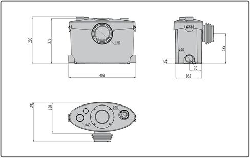 Simple Project 750w Macerator Pump, Basement Toilet Pump System 36 Ft/10 M Head, Sewerage Grinder Macerator Pump With 4 Water Inlets For Macerating Toilet, Shower, Bathtub Waste Water Disposal in Kuwait