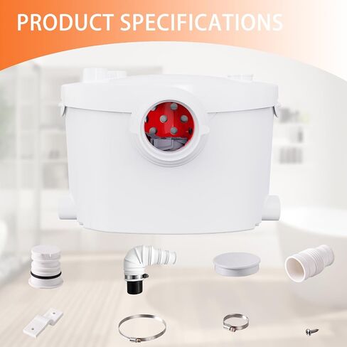 Simple Project 750w Macerator Pump, Basement Toilet Pump System 36 Ft/10 M Head, Sewerage Grinder Macerator Pump With 4 Water Inlets For Macerating Toilet, Shower, Bathtub Waste Water Disposal in Kuwait